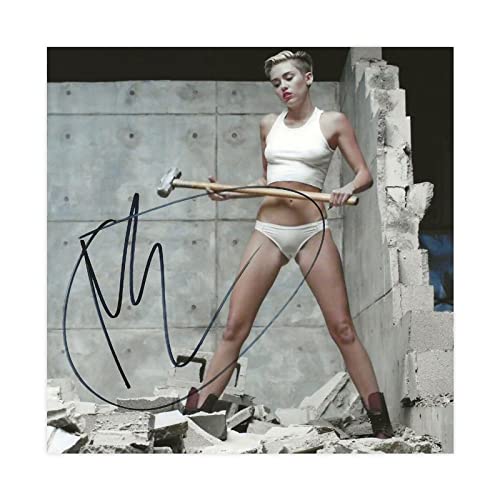 OWNPET Miley Cyrus Leinwandposter mit Autogramm, Wandkunst, Dekordruck, Gemälde für Wohnzimmer, Schlafzimmer, Dekoration, ungerahmt, 50 x 50 cm von OWNPET