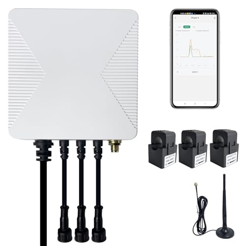 OWON Tuya Smart Home 3 Phasen WLAN Energiemonitor, 1 oder3Phasen bidirektionaler Leistungsmesser mit 3 x 120A Klemme, Solar/Netzmessung, Echtzeit Stromzähler von OWON