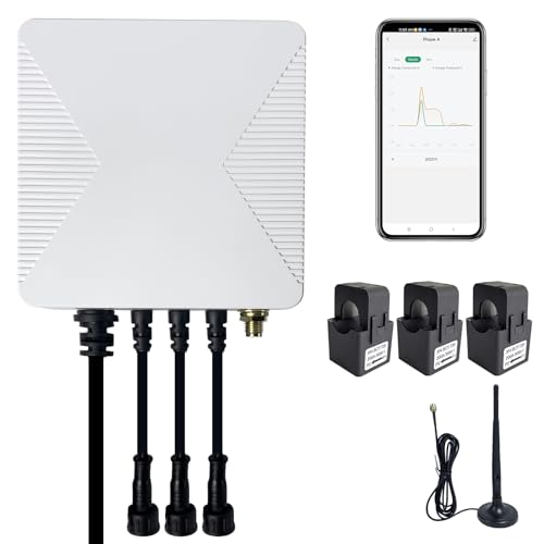 OWON Tuya Smart Home 3 Phasen WLAN Energiemonitor, 1 oder3Phasen bidirektionaler Leistungsmesser mit 3 x 200A Klemme, Solar/Netzmessung, Echtzeit Stromzähler von OWON