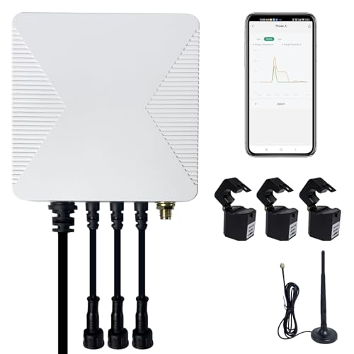 OWON Tuya Smart Home 3 Phasen WLAN Energiemonitor, 1 oder3Phasen bidirektionaler Leistungsmesser mit 3 x 80A Klemme, Solar/Netzmessung, Echtzeit Stromzähler von OWON