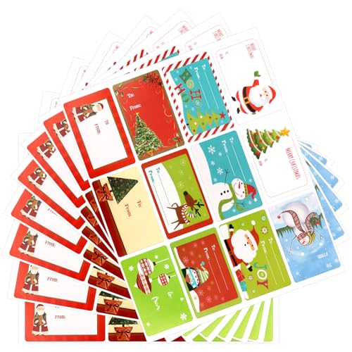 OWill 144 PCS Geschenkaufkleber Weihnachten, Geschenkanhänger Weihnachten, Geschenke Aufkleber Weihnachten, Geschenk Sticker Weihnachten für Frauen, Männer, Kinder von OWill