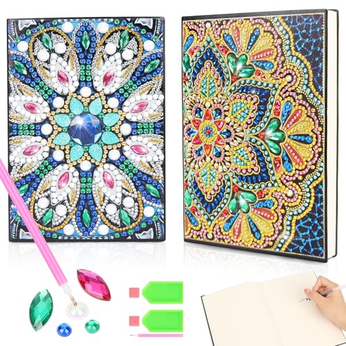 OWill Diamond Painting Notizbuch für Mädchen 6 7 8 9 10 11 12 Jahre, Geburtstagsgeschenk für Kinder mit Diamond Painting Mandala, A5 Notizheft Craft Set als Geschenkidee von OWill