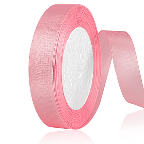 OWill Geschenkband Hellpink, Doppelseitiges Polyester, 20 mm x 22 m Rosa Band, Schleifenband helles pink für Kuchendekoration, Nähprojekte, Partyballon und Hochzeit Band von OWill