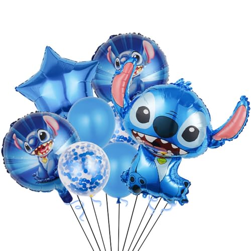 8 Stück Stittch Deko Kindergeburtstag, Folienballon Geburtstag, Party Dekoration, Folienballons für Geburtstag Deko, Folienballon für Kindergeburtstag Junge Mädchen Thema Party Deko von OXINO