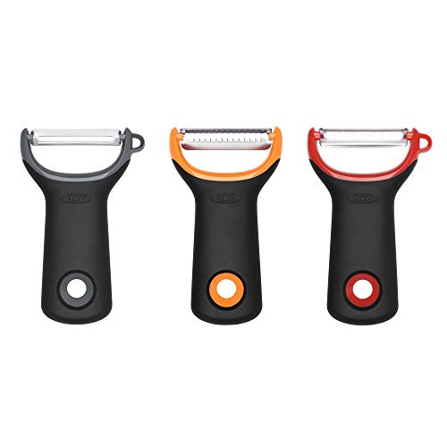 OXO Good Grips 3-teiliges Schäler-/Peeler-Set mit Edelstahlklingen, Schwarz von OXO