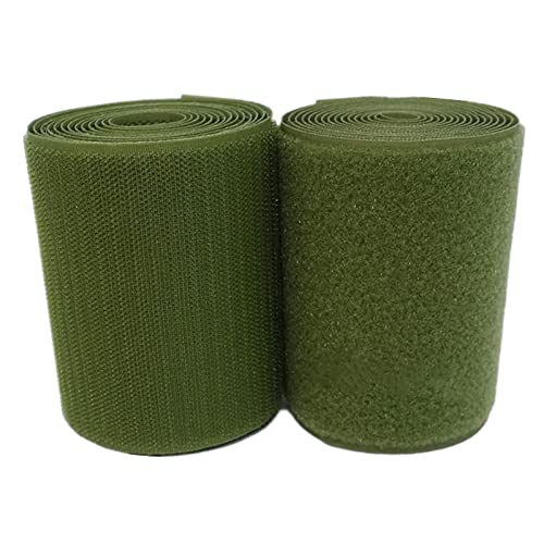 Klettband zum Einnähen, Nylonband zum Befestigen, 100 mm großes Klettband for Aufnähen, nicht klebende Befestigungsstreifen for Stoff, DIY, Handwerk, Einrichtung, Kleidung, Schuhe(ArmyGreen,100mm x 2Y von OXOLAMRIN