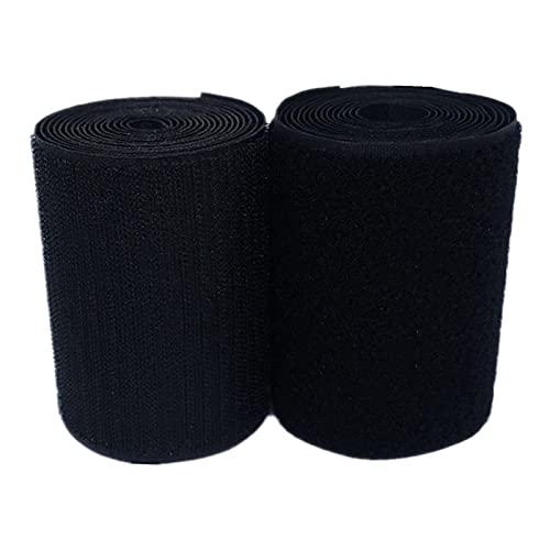 Klettband zum Einnähen, Nylonband zum Befestigen, 100 mm großes Klettband for Aufnähen, nicht klebende Befestigungsstreifen for Stoff, DIY, Handwerk, Einrichtung, Kleidung, Schuhe(Black,100mm x 2Yards von OXOLAMRIN