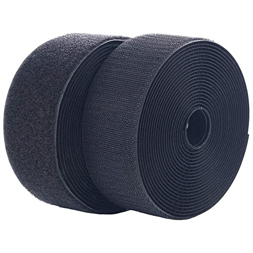 Klettband zum Einnähen, Nylonband zum Befestigen, Klettband, nicht klebender Nylon-Stoffverschluss, Stoffband-Set for Aufnähen, 5 Yards/Paar(Black,38MM) von OXOLAMRIN