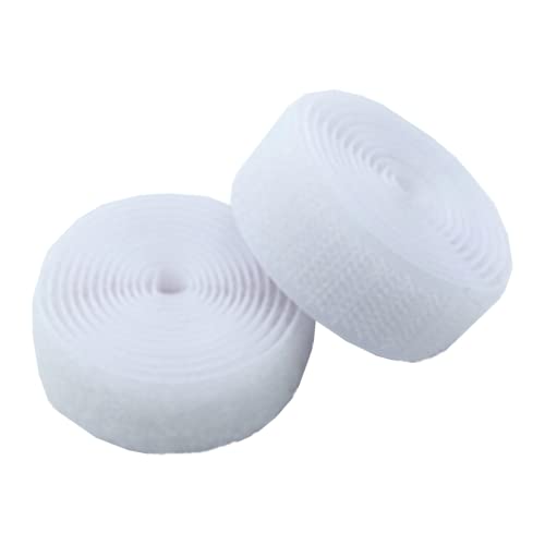 Klettband zum Einnähen, Nylonband zum Befestigen, Klettband, nicht klebender Nylon-Stoffverschluss, Stoffband-Set for Aufnähen, 5 Yards/Paar(White,25MM) von OXOLAMRIN