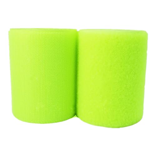 Klettband zum Einnähen, Nylonband zum Befestigen, Klettband for Aufnähen, 100 mm, nicht klebende Rückseite, Nylonstreifen, Stoffverschluss, ineinandergreifendes Klebeband, über 18 Farben(Fluorescent Y von OXOLAMRIN