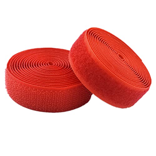 Klettband zum Einnähen, Nylonband zum Befestigen, Klettband for Aufnähen, 20 mm, nicht klebende Befestigungsstreifen for Stoff, Heimwerken, Einrichtungskleidung(Red,20mm x 25Yards) von OXOLAMRIN