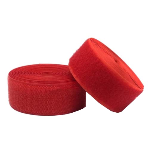 Klettband zum Einnähen, Nylonband zum Befestigen, Klettband for Aufnähen, nicht klebendes Klebeband aus Nylongewebe, klebriges Befestigungsband for Nähen von Befestigungskissen, 5 Yards/Paar(Red,25MM) von OXOLAMRIN