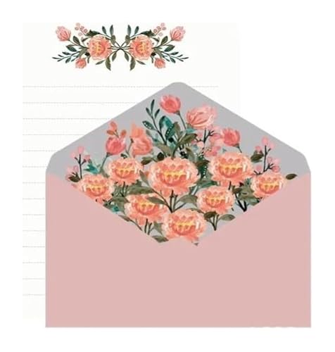 OXOLAMRIN Hochzeitseinladungen，Hohlblumenkarten， 6-teiliges Briefpapier-Set mit Blumenumschlägen, Kawaii-Briefpapier, Hochzeitsgrußkarten-Umschlag, Einladungs-Umschlag-Set, Partyzubehör,(Peony) von OXOLAMRIN