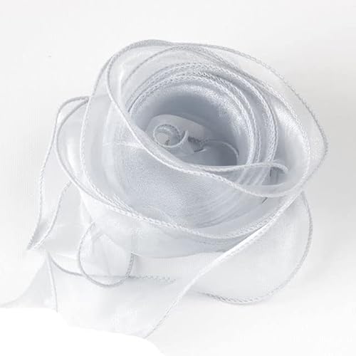 Transparentes Chiffonband, Geschenkband, 10 Meter/Rolle Fischschwanzgarnband Blumenschneegarnband Wellenband Verpackungsmaterial Blumenflorist Verpackungszubehör(Grey) von OXOLAMRIN