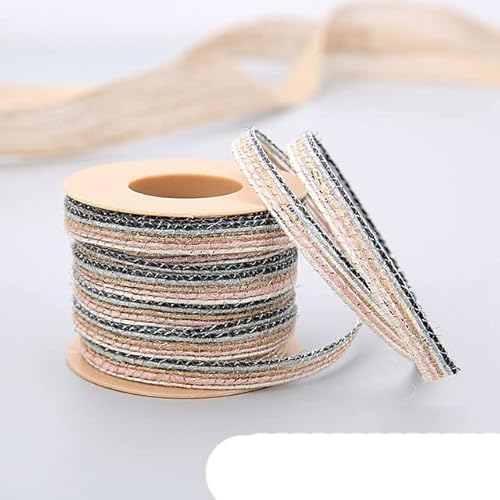 Transparentes Chiffonband, Geschenkband, 10 m/Rolle Vintage Jute Sackleinen Sackleinenband mit Spitze Hochzeit Party Weihnachtsdekoration DIY Handwerk Geschenkbänder Verpackung Verpackung(Multi Colore von OXOLAMRIN