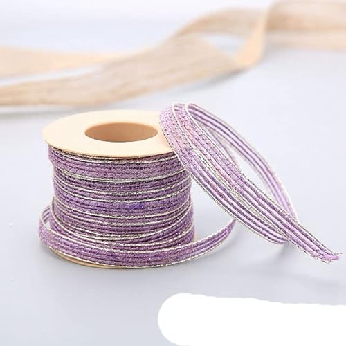 Transparentes Chiffonband, Geschenkband, 10 m/Rolle Vintage Jute Sackleinen Sackleinenband mit Spitze Hochzeit Party Weihnachtsdekoration DIY Handwerk Geschenkbänder Verpackung Verpackung(Purple) von OXOLAMRIN