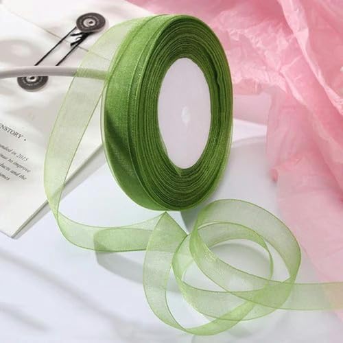 Transparentes Chiffonband, Geschenkband, 12mm-40mm 50 Yards Organzaband for Verpacken von Weihnachtsfeiern, Heimwerken, Geschenkverpackungen, Hochzeitsdekorationen, Bändern aus handgefertigtem Stoff(J von OXOLAMRIN