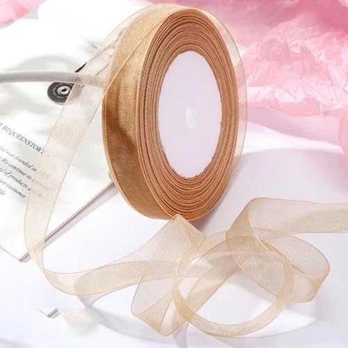 Transparentes Chiffonband, Geschenkband, 12mm-40mm 50 Yards Organzaband for Verpacken von Weihnachtsfeiern, Heimwerken, Geschenkverpackungen, Hochzeitsdekorationen, Bändern aus handgefertigtem Stoff(L von OXOLAMRIN