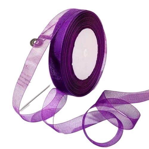 Transparentes Chiffonband, Geschenkband, 12mm-40mm 50 Yards Organzaband for Verpacken von Weihnachtsfeiern, Heimwerken, Geschenkverpackungen, Hochzeitsdekorationen, Bändern aus handgefertigtem Stoff(D von OXOLAMRIN