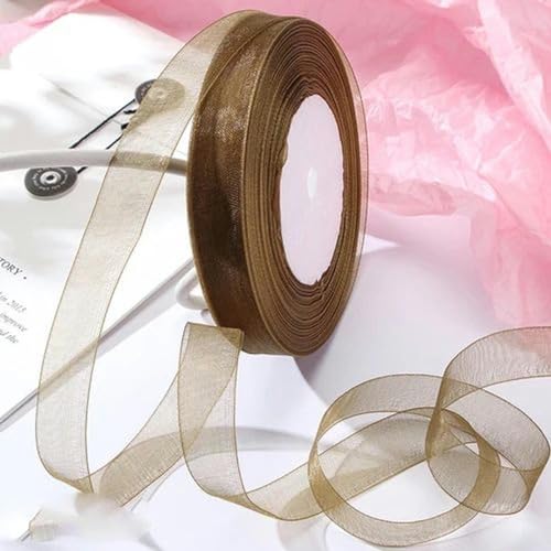 Transparentes Chiffonband, Geschenkband, 12mm-40mm 50 Yards Organzaband for Verpacken von Weihnachtsfeiern, Heimwerken, Geschenkverpackungen, Hochzeitsdekorationen, Bändern aus handgefertigtem Stoff(B von OXOLAMRIN