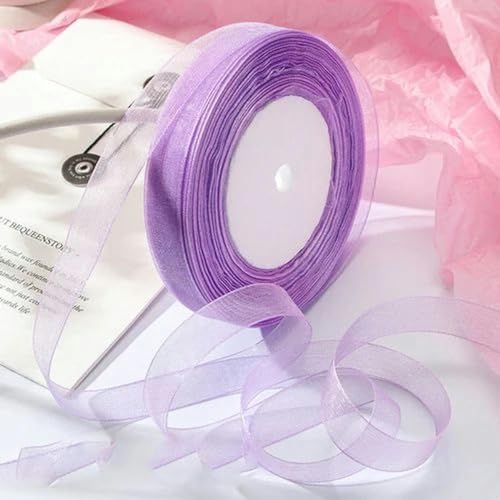 Transparentes Chiffonband, Geschenkband, 12mm-40mm 50 Yards Organzaband for Verpacken von Weihnachtsfeiern, Heimwerken, Geschenkverpackungen, Hochzeitsdekorationen, Bändern aus handgefertigtem Stoff(C von OXOLAMRIN