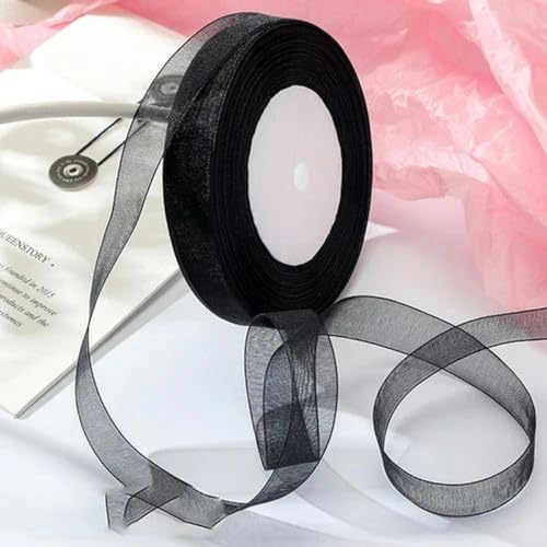 Transparentes Chiffonband, Geschenkband, 12mm-40mm 50 Yards Organzaband for Verpacken von Weihnachtsfeiern, Heimwerken, Geschenkverpackungen, Hochzeitsdekorationen, Bändern aus handgefertigtem Stoff(B von OXOLAMRIN