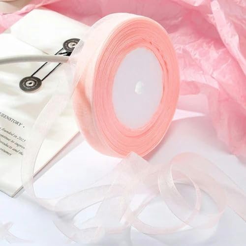 Transparentes Chiffonband, Geschenkband, 12mm-40mm 50 Yards Organzaband for Verpacken von Weihnachtsfeiern, Heimwerken, Geschenkverpackungen, Hochzeitsdekorationen, Bändern aus handgefertigtem Stoff(C von OXOLAMRIN