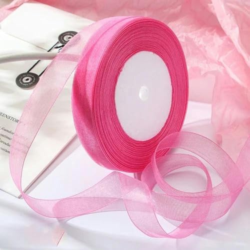 Transparentes Chiffonband, Geschenkband, 12mm-40mm 50 Yards Organzaband for Verpacken von Weihnachtsfeiern, Heimwerken, Geschenkverpackungen, Hochzeitsdekorationen, Bändern aus handgefertigtem Stoff(L von OXOLAMRIN