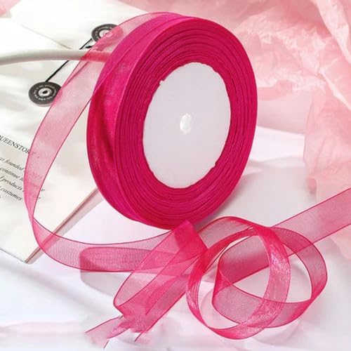 Transparentes Chiffonband, Geschenkband, 12mm-40mm 50 Yards Organzaband for Verpacken von Weihnachtsfeiern, Heimwerken, Geschenkverpackungen, Hochzeitsdekorationen, Bändern aus handgefertigtem Stoff(D von OXOLAMRIN