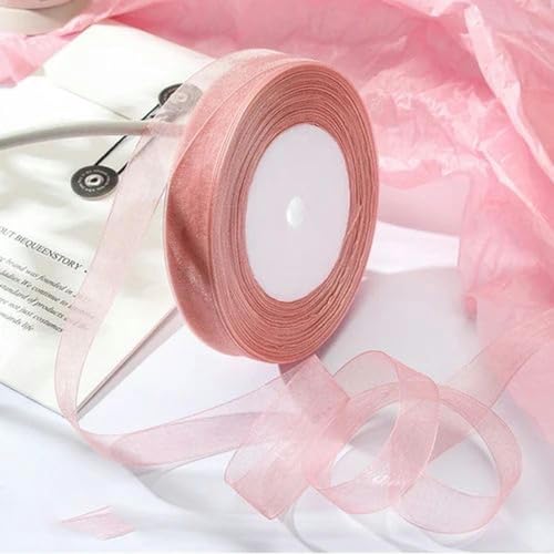 Transparentes Chiffonband, Geschenkband, 12mm-40mm 50 Yards Organzaband for Verpacken von Weihnachtsfeiern, Heimwerken, Geschenkverpackungen, Hochzeitsdekorationen, Bändern aus handgefertigtem Stoff(B von OXOLAMRIN