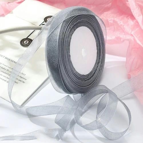 Transparentes Chiffonband, Geschenkband, 12mm-40mm 50 Yards Organzaband for Verpacken von Weihnachtsfeiern, Heimwerken, Geschenkverpackungen, Hochzeitsdekorationen, Bändern aus handgefertigtem Stoff(S von OXOLAMRIN