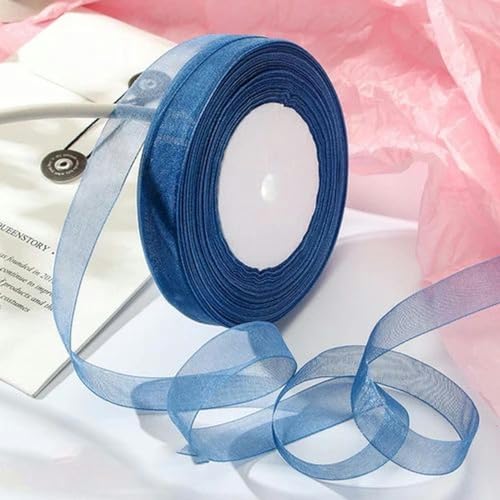 Transparentes Chiffonband, Geschenkband, 12mm-40mm 50 Yards Organzaband for Verpacken von Weihnachtsfeiern, Heimwerken, Geschenkverpackungen, Hochzeitsdekorationen, Bändern aus handgefertigtem Stoff(I von OXOLAMRIN