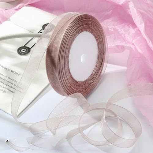 Transparentes Chiffonband, Geschenkband, 12mm-40mm 50 Yards Organzaband for Verpacken von Weihnachtsfeiern, Heimwerken, Geschenkverpackungen, Hochzeitsdekorationen, Bändern aus handgefertigtem Stoff(S von OXOLAMRIN