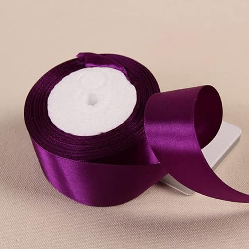 Transparentes Chiffonband, Geschenkband, 25 Yards 6 10 15 20 25 40 50 mm Satinband Bänder for Party Hochzeit Dekoration handgemachte Rose Schmetterling Haarspange Geschenke Band(Dark purple,15mmSatin von OXOLAMRIN