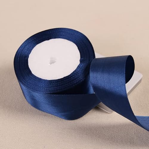 Transparentes Chiffonband, Geschenkband, 25 Yards 6 10 15 20 25 40 50 mm Satinband Bänder for Party Hochzeit Dekoration handgemachte Rose Schmetterling Haarspange Geschenke Band(Dark blue,20mmSatin Ri von OXOLAMRIN