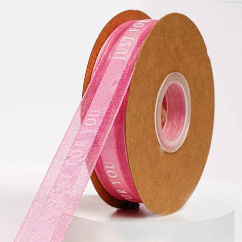 Transparentes Chiffonband, Geschenkband, 50yard Polyester Schnee Gaze Satin Band Band DIY Weihnachten Bogen Machen Backen Kuchen Dekoration Handwerk Zubehör Geschenke 2,5 cm(Rose red ribbon) von OXOLAMRIN