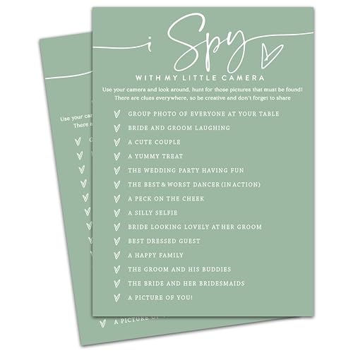 OXRUN I Spy Hochzeitskarten, Meergrün, Brautparty-Spiele, 30 elegante Hochzeitsspiele für Junggesellinnenabschied, Verlobung, Partyzubehör, Gastgeschenke – A04 von OXRUN