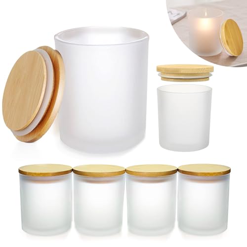 OXTXO 6 Stück Kerzengläser-Kerzenglas mit Luftdichten Bambusdeckel für die Herstellung von Kerzen,Leere Kerzengläser für Organisation und Aufbewahrung Konzipiert，Bulk Clean Kerzenbehälter (weiß) von OXTXO