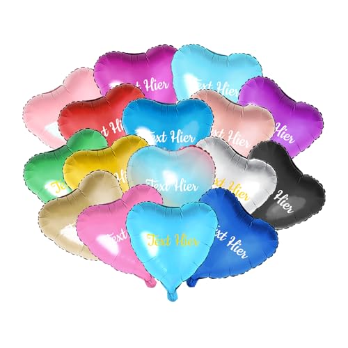 Helium Luftballons mit Text, Stück OXYEFEI Personalisierte Ballon Herz 13 Farben Herzballon 45cm Geburtstag Herz Luftballon Heliumgefüllt für Party Dekoration Hochzeit Weihnachten von OXYEFEI