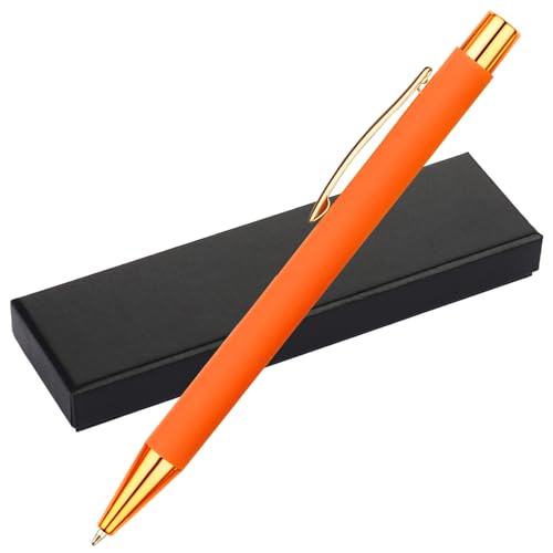 OXYEFEI Kugelschreiber Hochwertig,Kugelschreiber Metall,Einziehbarer Stift Rosegold,Schreibfarbe schwarz,Büroartikel(Orange) von OXYEFEI