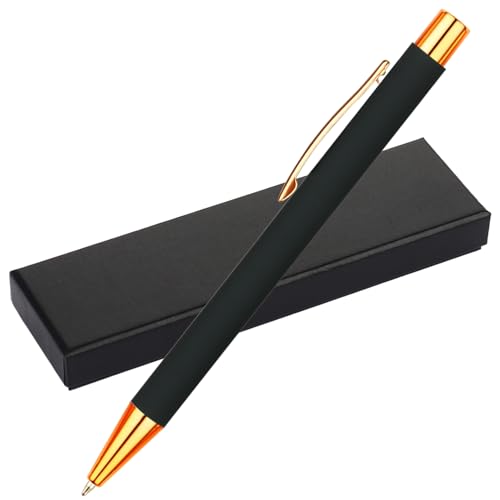 OXYEFEI Kugelschreiber Hochwertig,Kugelschreiber Metall,Einziehbarer Stift Rosegold,Schreibfarbe schwarz,Büroartikel(Schwarz) von OXYEFEI