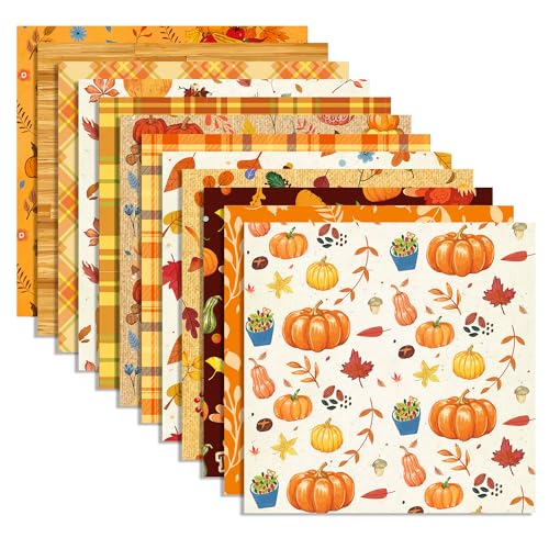 Doppelseitiges Herbst-Scrapbook-Papier, 30,5 x 30,5 cm, Ahornblätter und Kürbismuster, ideal für Thanksgiving, Erntedekoration, Bastelarbeiten, Kartenherstellung, 24 Stück von OXYLIPO