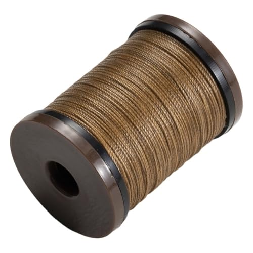 Handgefertigtes Leder-Nähwachsgarn, 0,4–0,8 mm, Polyester, geflochtenes Seil, hochfest, für Armbänder, zum Dekorieren von runden gewachsten Fäden (03 Khaki, Durchmesser 0,4 mm) von OZFJJWY