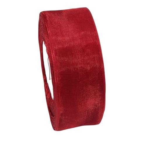 Transparentes Chiffonband, Organza-Satinband für Geschenkverpackung, Dekoration, Hochzeitsstrauß, Party, Girlande, Spitzenstoff, 9,1 m (026,10 mm) von OZFJJWY