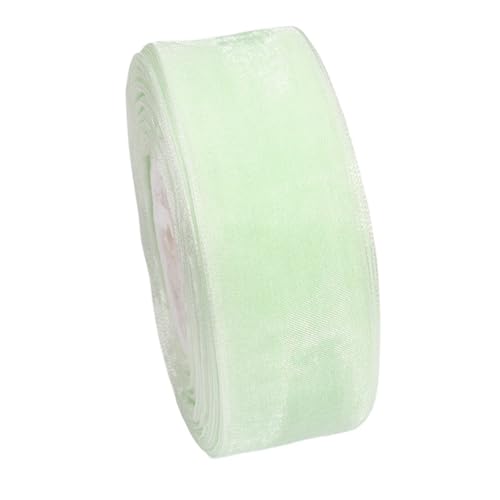 Transparentes Chiffonband, Organza-Satinband für Geschenkverpackung, Dekoration, Hochzeitsstrauß, Party, Girlande, Spitzenstoff, 9,1 m (050,10 mm) von OZFJJWY