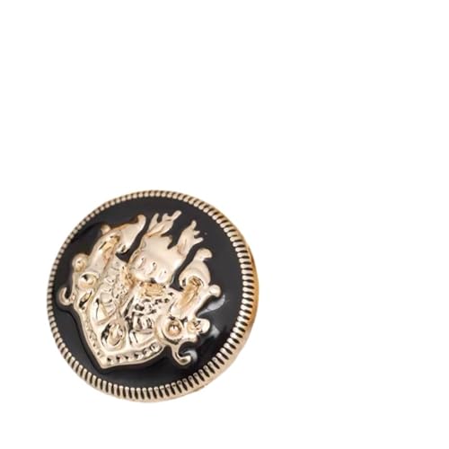 Knöpfe 10pcs 10/15/20/25mm European Vintage Clothing Buttons 10mm Small Buttons For Shirt Sewing Accessories Golden Buttons For Coats Knöpfe Zum Basteln(Black Gold,15mm-10pcs) von OZLCUA