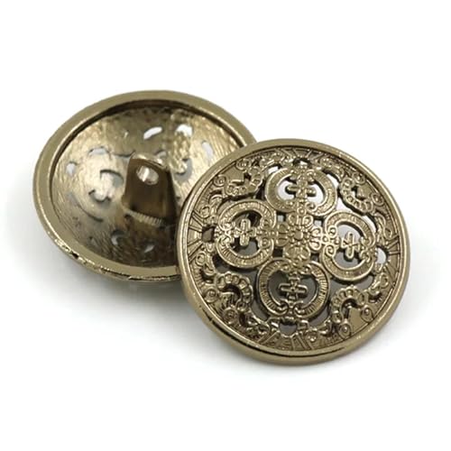 Knöpfe 5Pcs Hollow Metal Button Black Silver Gold Buttons Round Decorative Button For Clothes Sewing Accessories DIY Crafts 14-27mm Knöpfe Zum Basteln(Brown,22mm) von OZLCUA