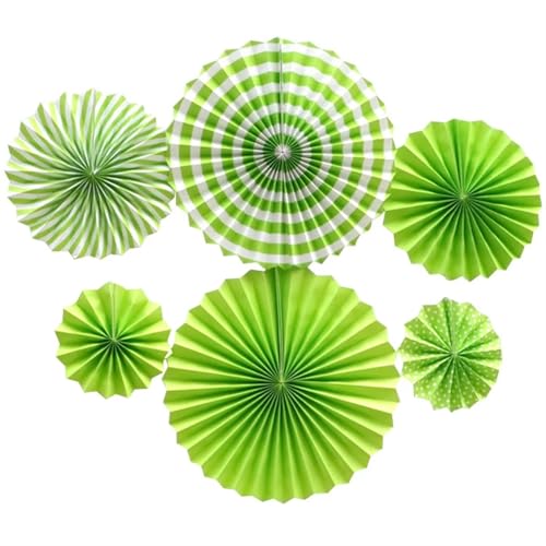 OZLCUA Hängende Fächer Blumen 6 stücke Papier Fan Runde Laterne Hängen Papier Handwerk Dekorationen Geburtstag Party Hochzeit Zimmer Wand Dekoration Supplie Fächer Dekoration(Green) von OZLCUA