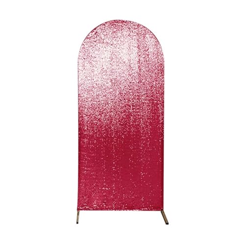 OZLCUA Hochzeit Bogen Abdeckungen Splitter-Gold-Pailletten-Spandex-Hintergrund, Blitz-Hochzeit, Geburtstag, Glitzerbogen, doppelseitiger Wandhintergrund Bogenabdeckung(Rose red,100x210cm) von OZLCUA