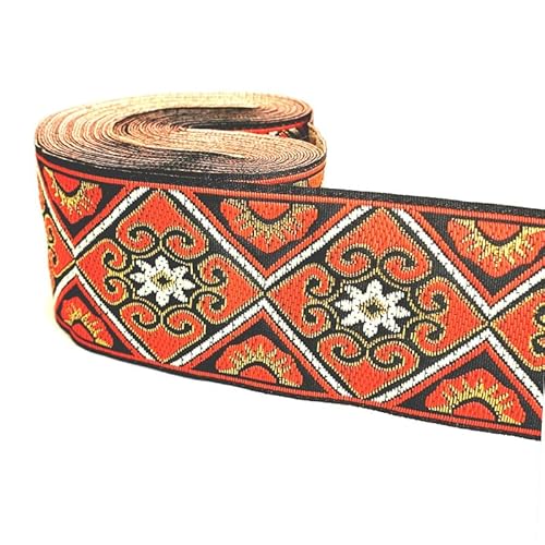 OZLCUA Stickereiband 3 Yards 50 mm Stickerei-Spitzenband, Spitzenbesatz, DIY-Kleidertasche, Zubehör, bestickter Stoff Webband Zum Nähen(10) von OZLCUA